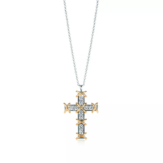 Ten Stone Cross Pendant